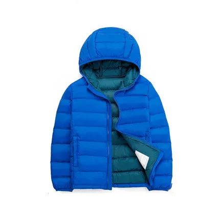 2-14 Years Autumn Winter Light Weight Children's Hooded Down Jackets Kids Clothing Boys Girls Portable Windproof Duck Down Coats