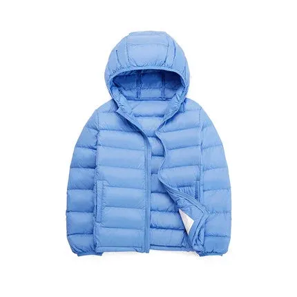 2-14 Years Autumn Winter Light Weight Children's Hooded Down Jackets Kids Clothing Boys Girls Portable Windproof Duck Down Coats