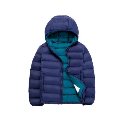 2-14 Years Autumn Winter Light Weight Children's Hooded Down Jackets Kids Clothing Boys Girls Portable Windproof Duck Down Coats