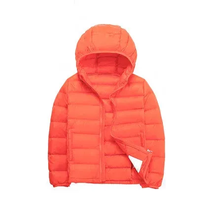 2-14 Years Autumn Winter Light Weight Children's Hooded Down Jackets Kids Clothing Boys Girls Portable Windproof Duck Down Coats
