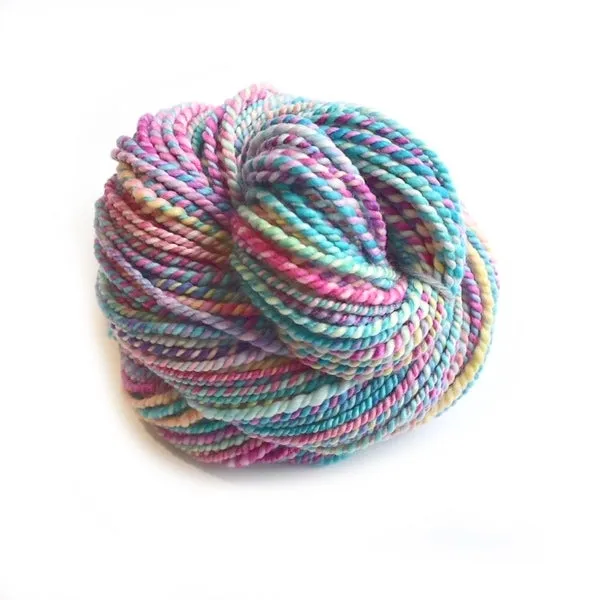 Chunky Hand Spun Yarn Tasmanian Superwash Merino Wool Floral Garden 12918