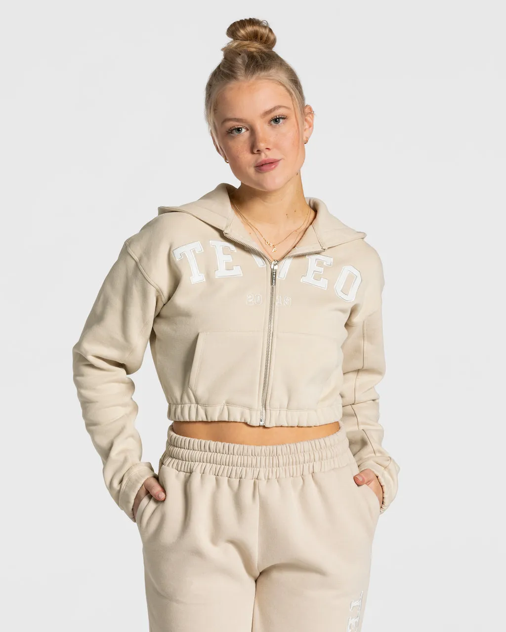College Zip Hoodie "Beige"
