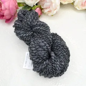 Grey Hand Spun Chunky Merino Wool Yarn Thick & Thin with Sequins