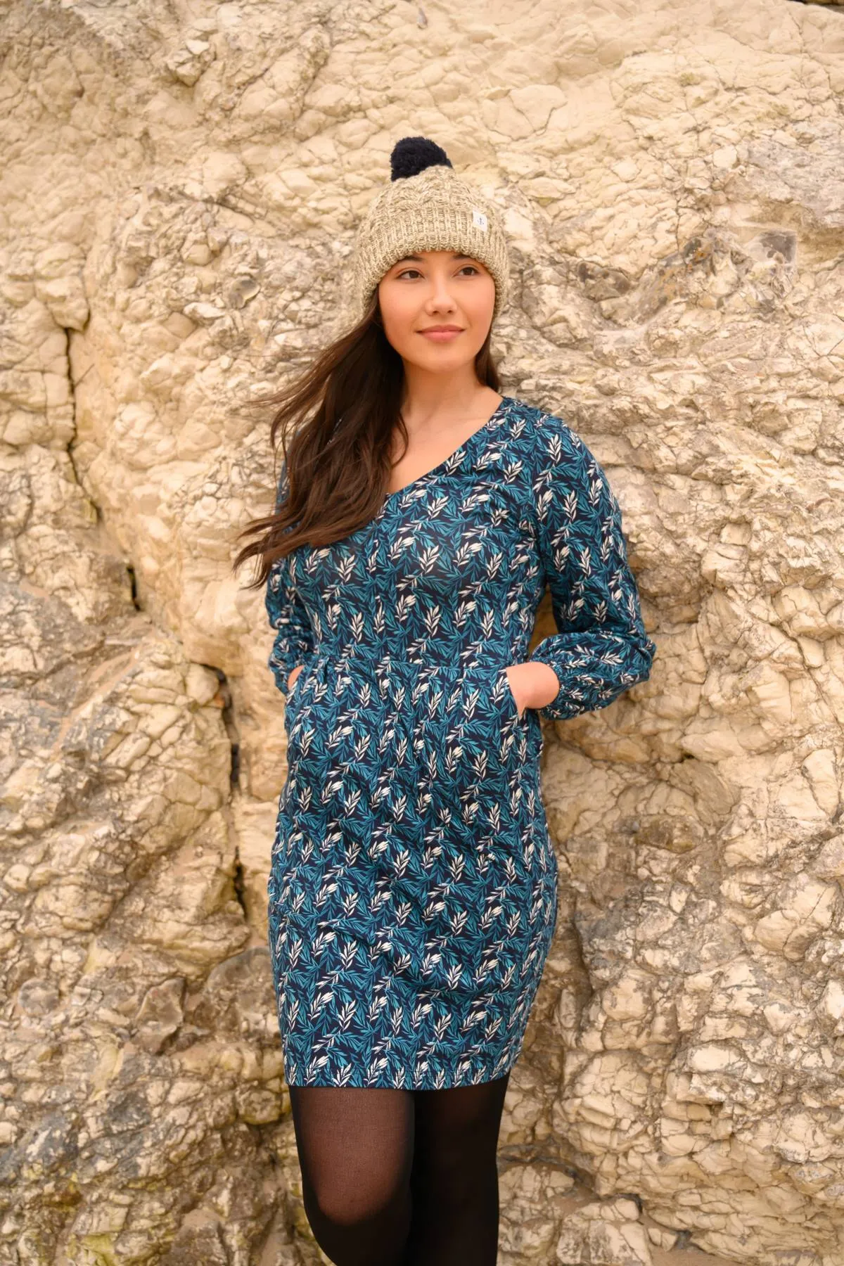 Isla Dress - Teal Leaf