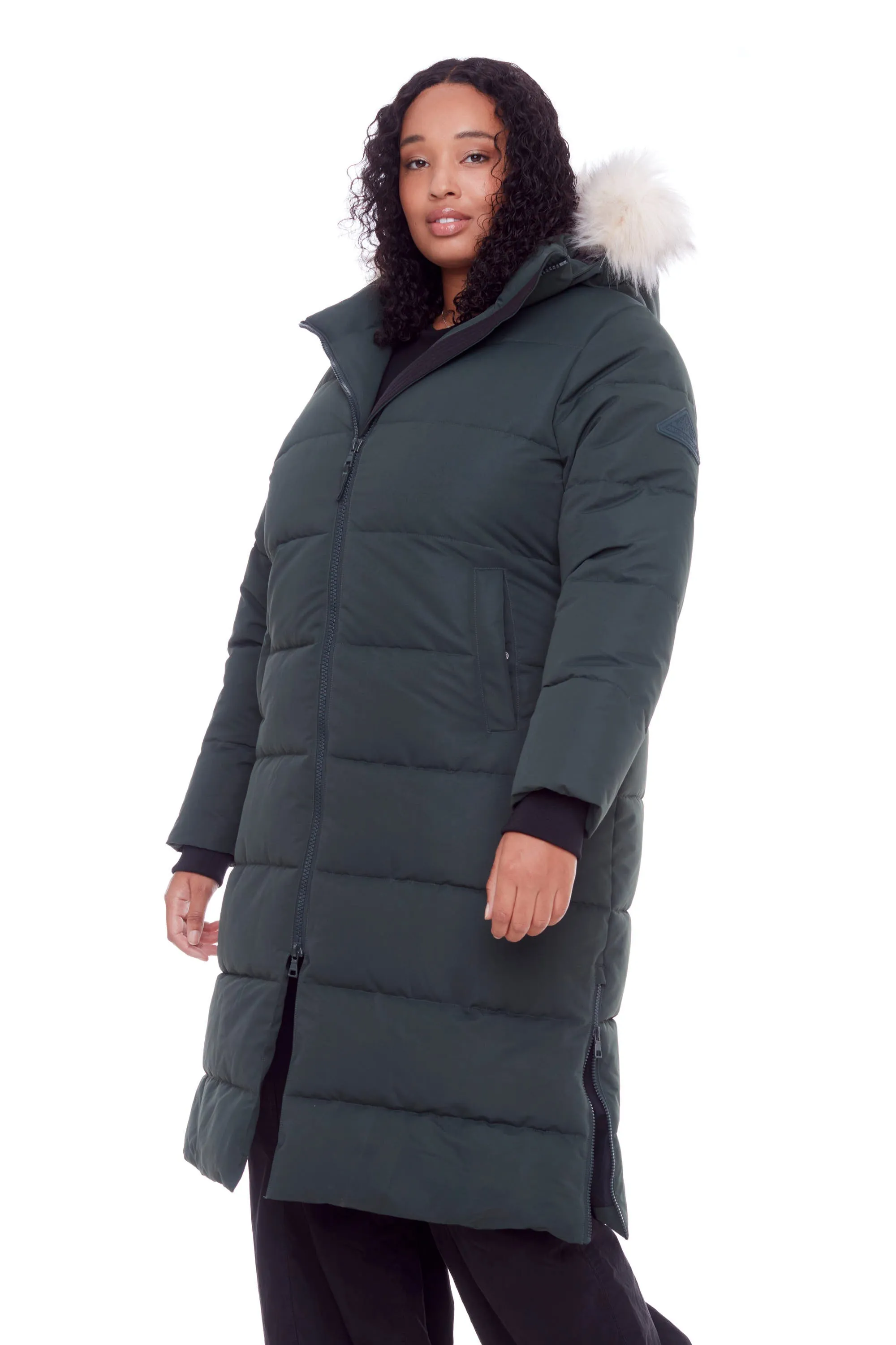 KLUANE PLUS | WOMEN'S VEGAN DOWN (RECYCLED) ULTRA LONG LENGTH PARKA, FOREST GREEN (PLUS SIZE)