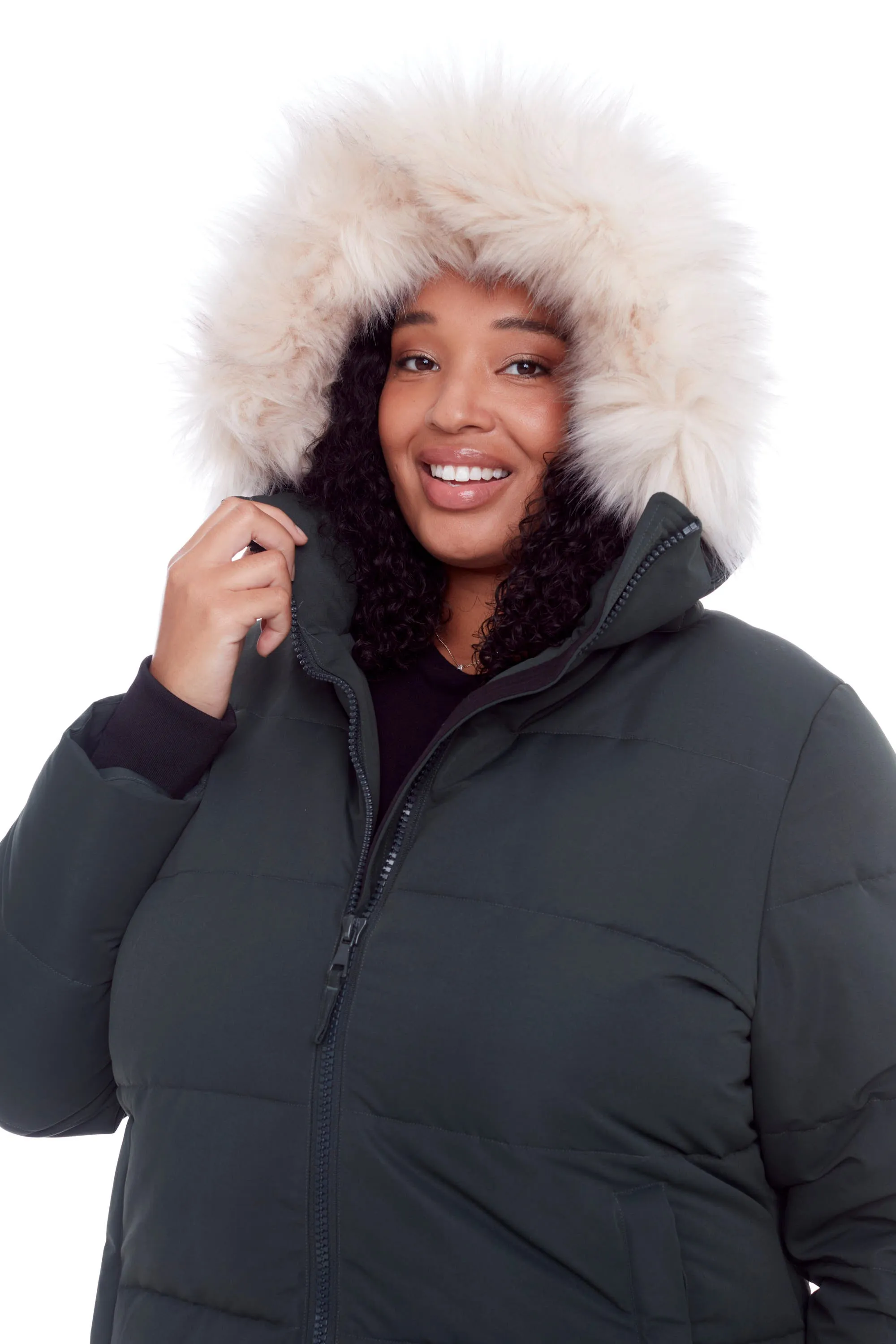 KLUANE PLUS | WOMEN'S VEGAN DOWN (RECYCLED) ULTRA LONG LENGTH PARKA, FOREST GREEN (PLUS SIZE)