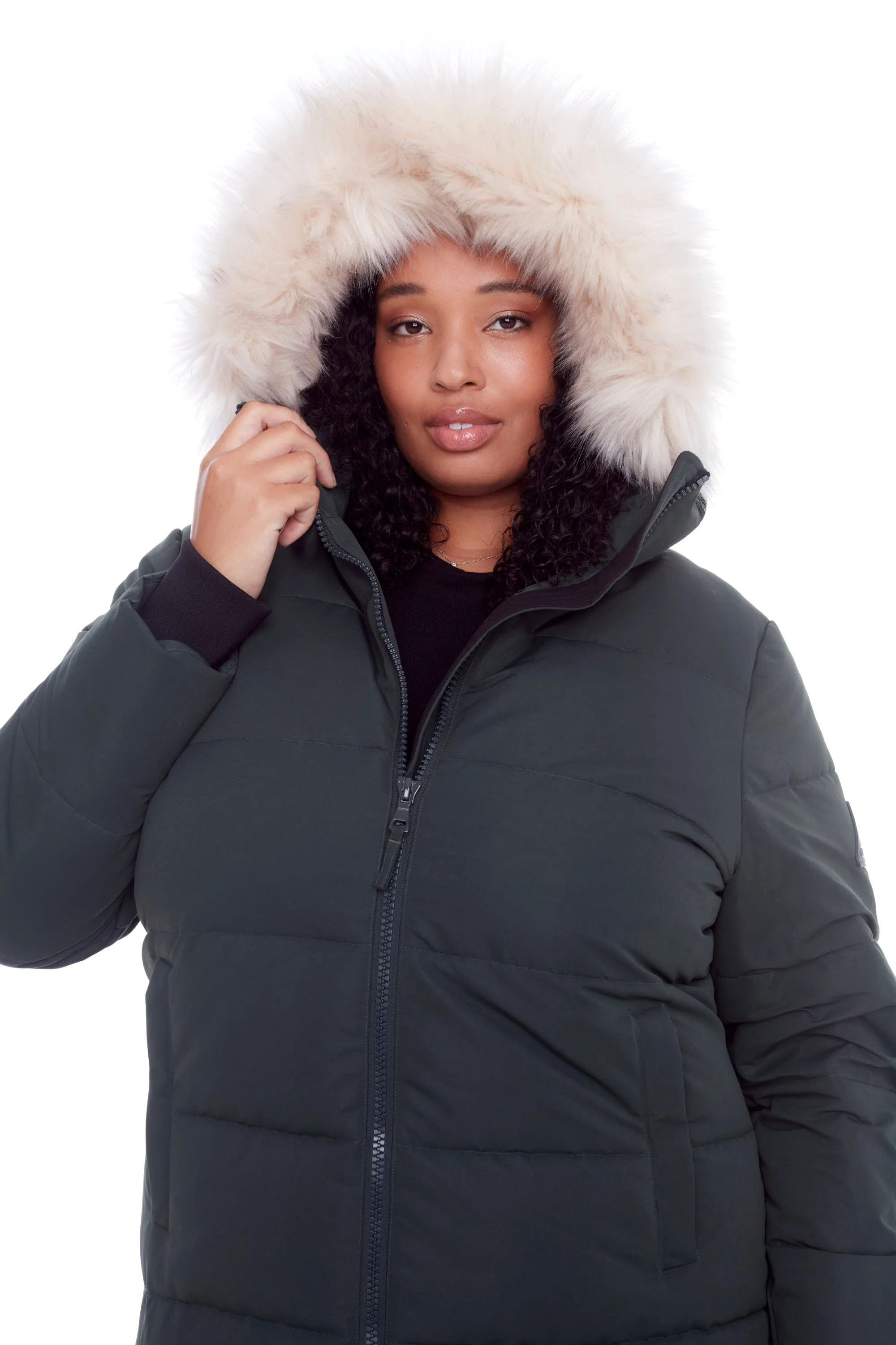 KLUANE PLUS | WOMEN'S VEGAN DOWN (RECYCLED) ULTRA LONG LENGTH PARKA, FOREST GREEN (PLUS SIZE)