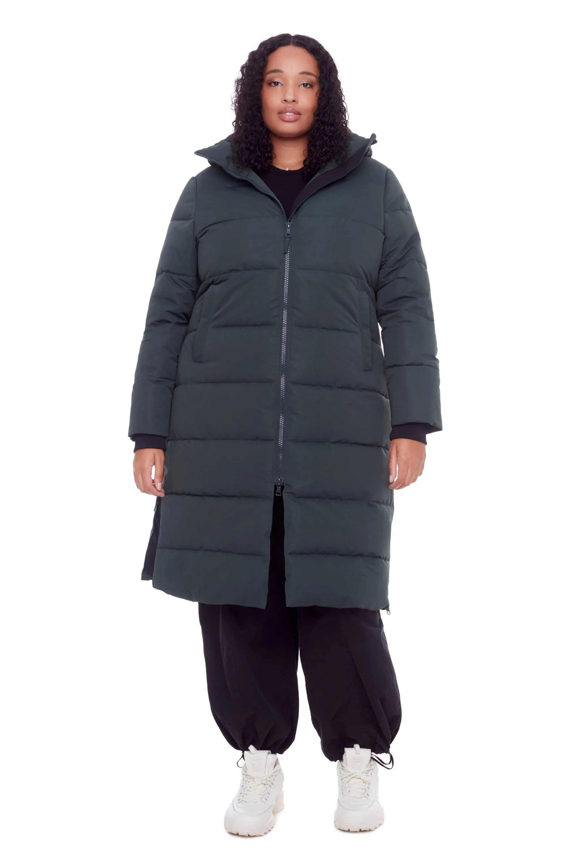 KLUANE PLUS | WOMEN'S VEGAN DOWN (RECYCLED) ULTRA LONG LENGTH PARKA, FOREST GREEN (PLUS SIZE)