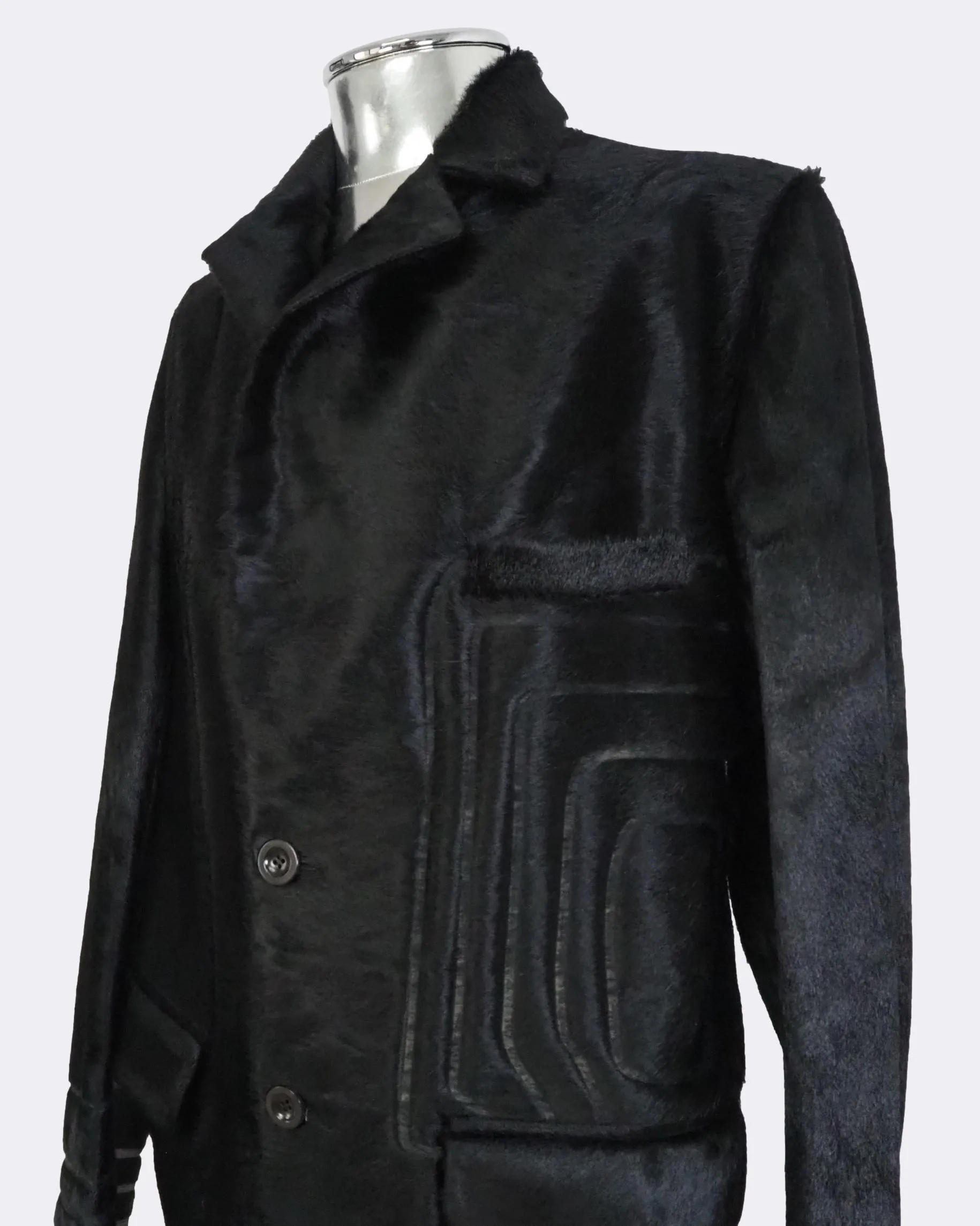 Laser-cut Calf Hair Leather Jacket