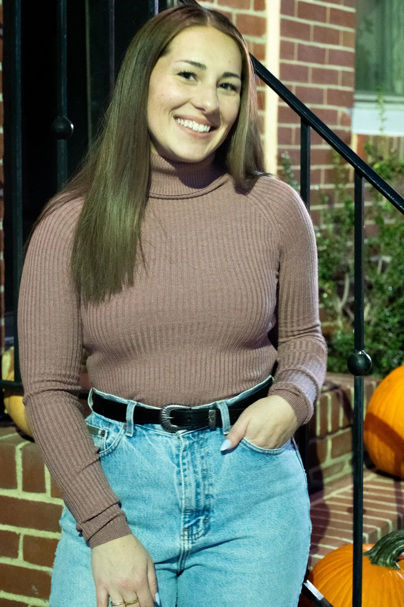 Mauve Turtleneck - Long Crop