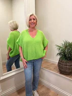Mohair Crop Layering Sweater Lime Green