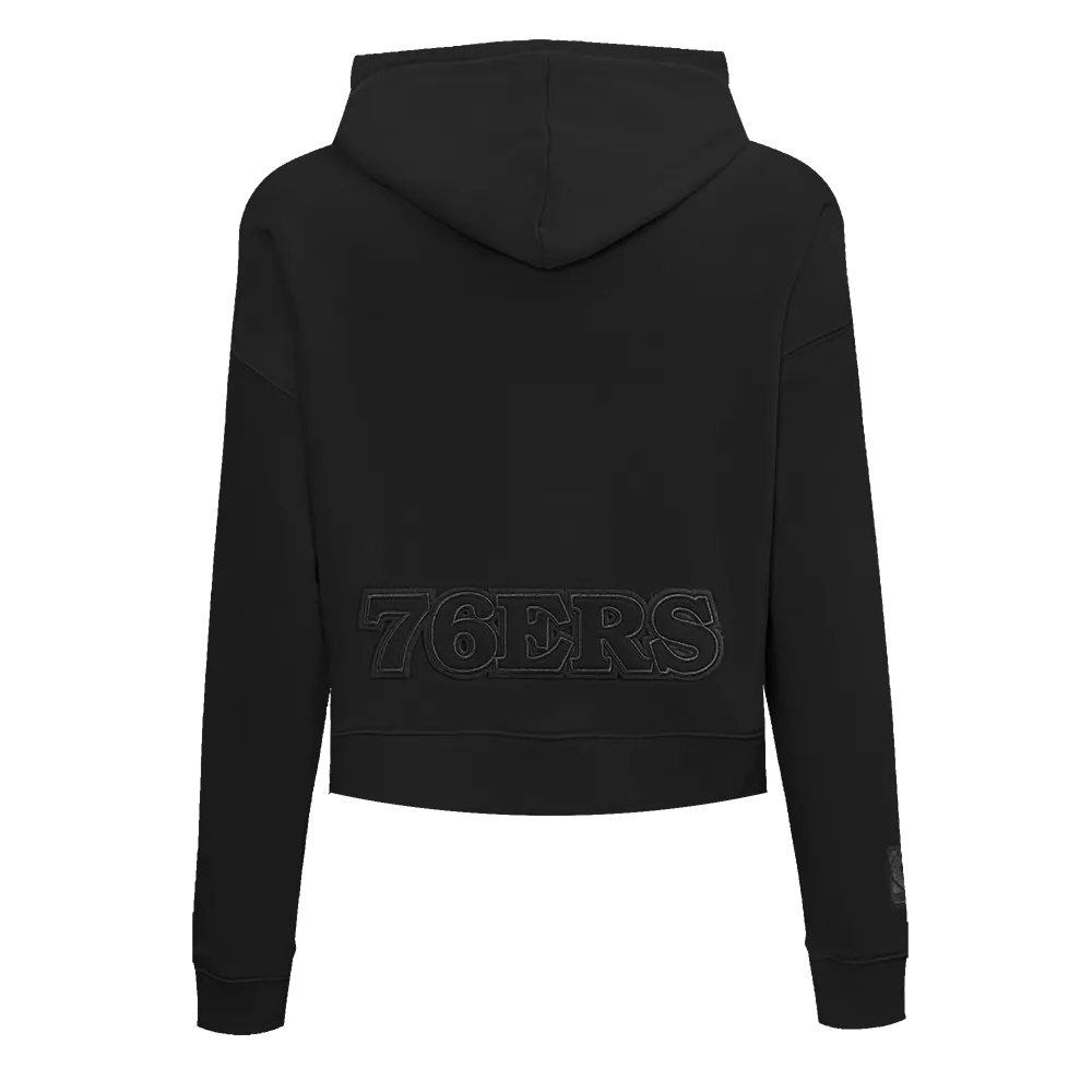 NBA PHILADELPHIA 76ERS NEUTRAL WOMEN'S CROPPED PO HOODIE (BLACK)
