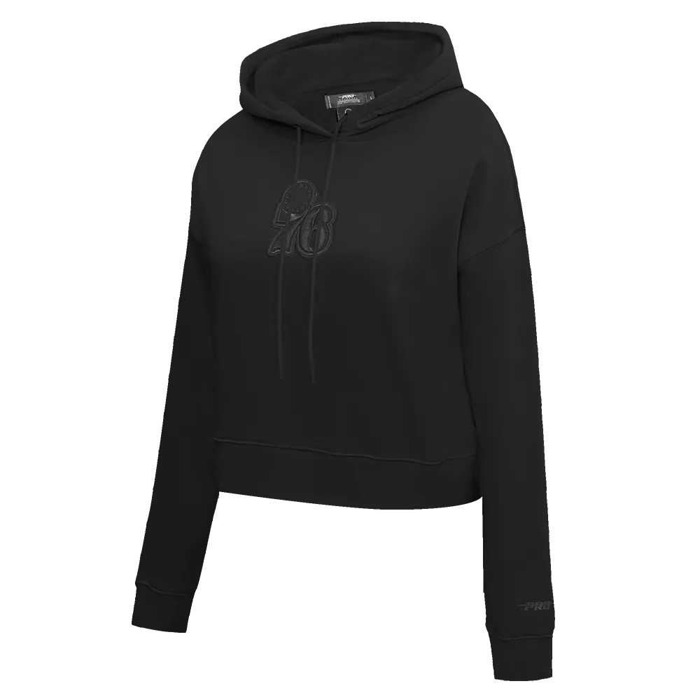 NBA PHILADELPHIA 76ERS NEUTRAL WOMEN'S CROPPED PO HOODIE (BLACK)