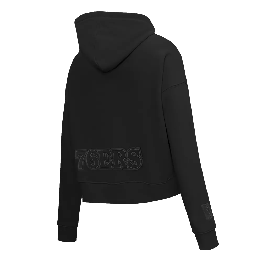 NBA PHILADELPHIA 76ERS NEUTRAL WOMEN'S CROPPED PO HOODIE (BLACK)