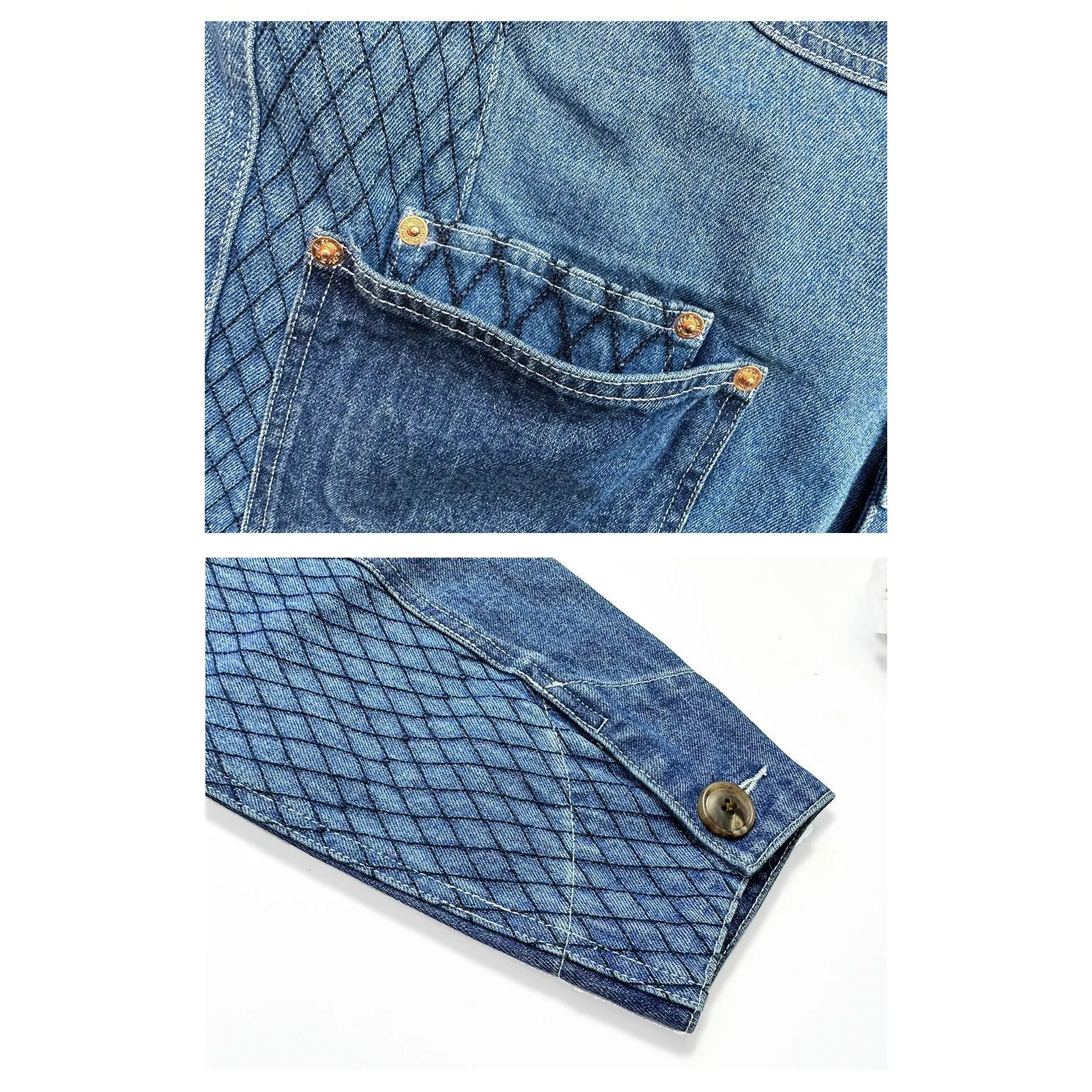 Vintage Amekaji Denim Jacket V-neck Jacket