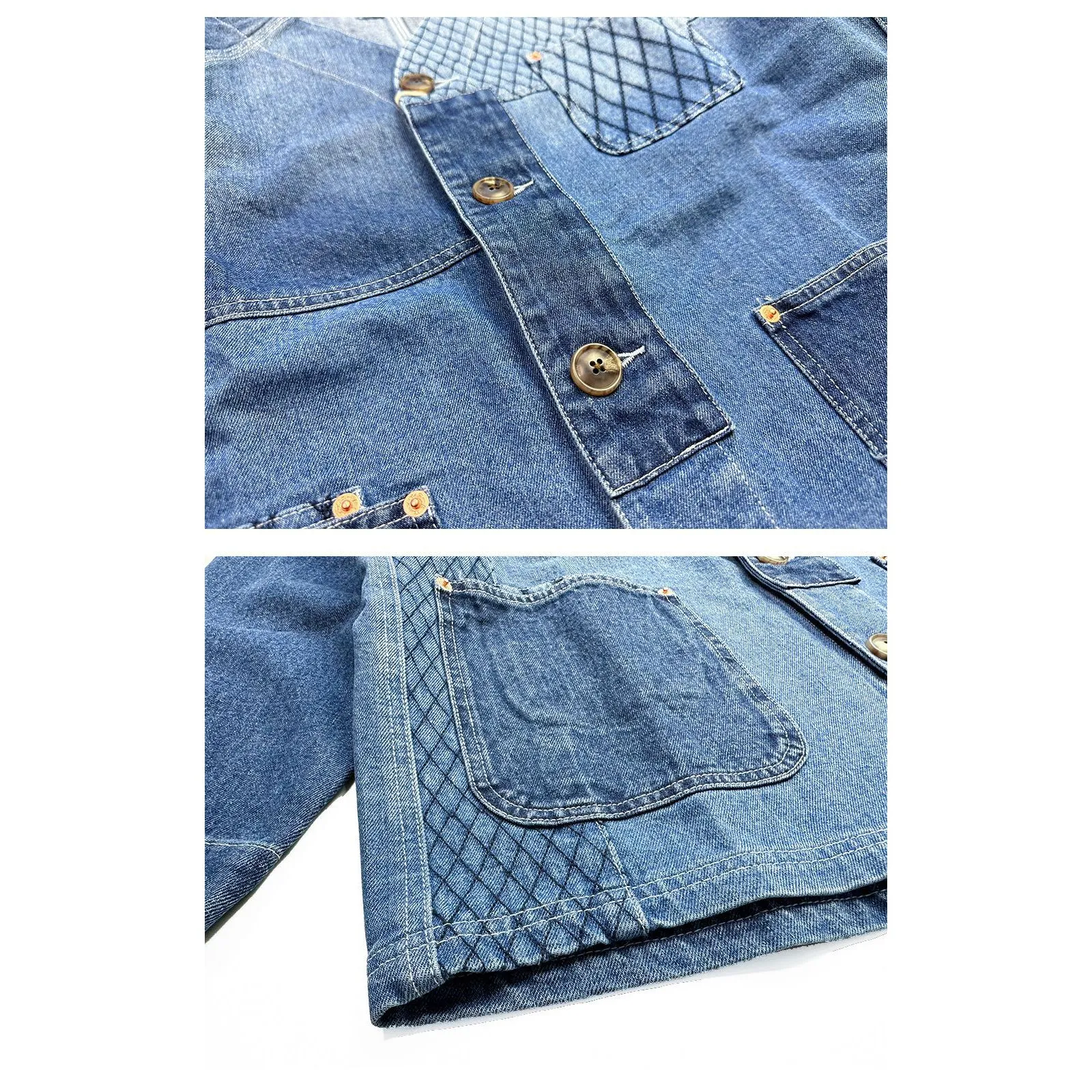 Vintage Amekaji Denim Jacket V-neck Jacket
