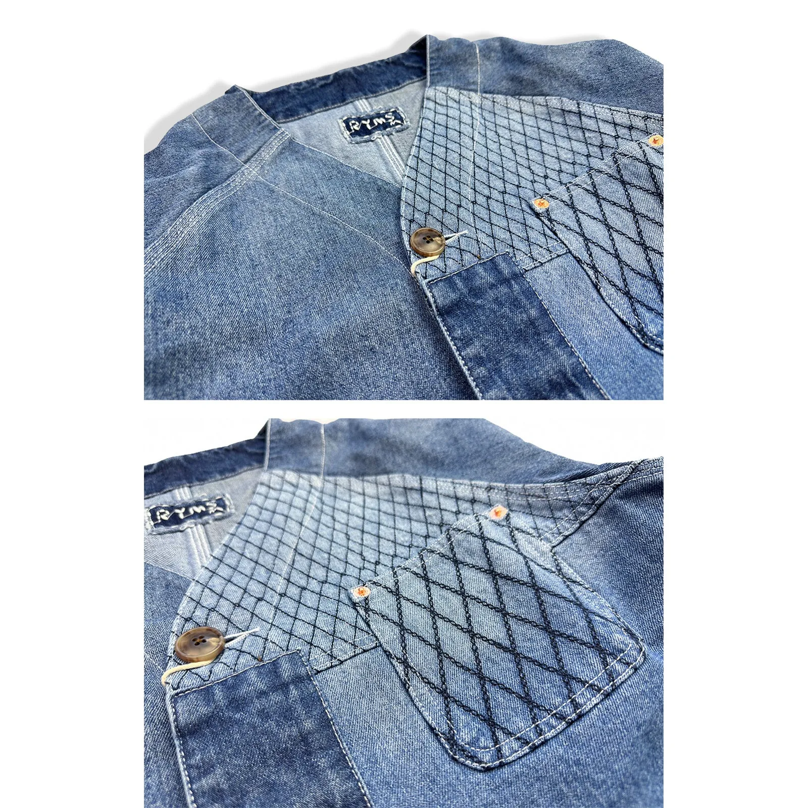 Vintage Amekaji Denim Jacket V-neck Jacket
