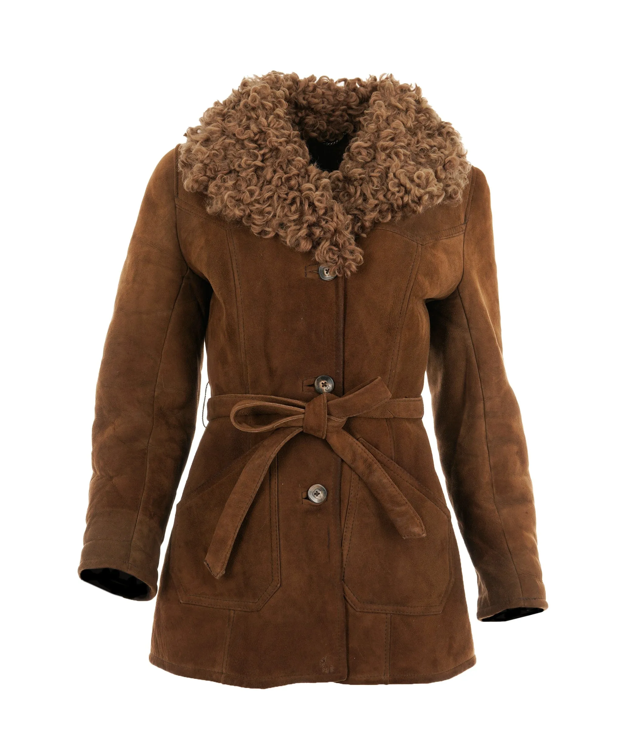 Vintage brown genuine suede & shearling jacket  ABC1016