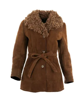 Vintage brown genuine suede & shearling jacket  ABC1016