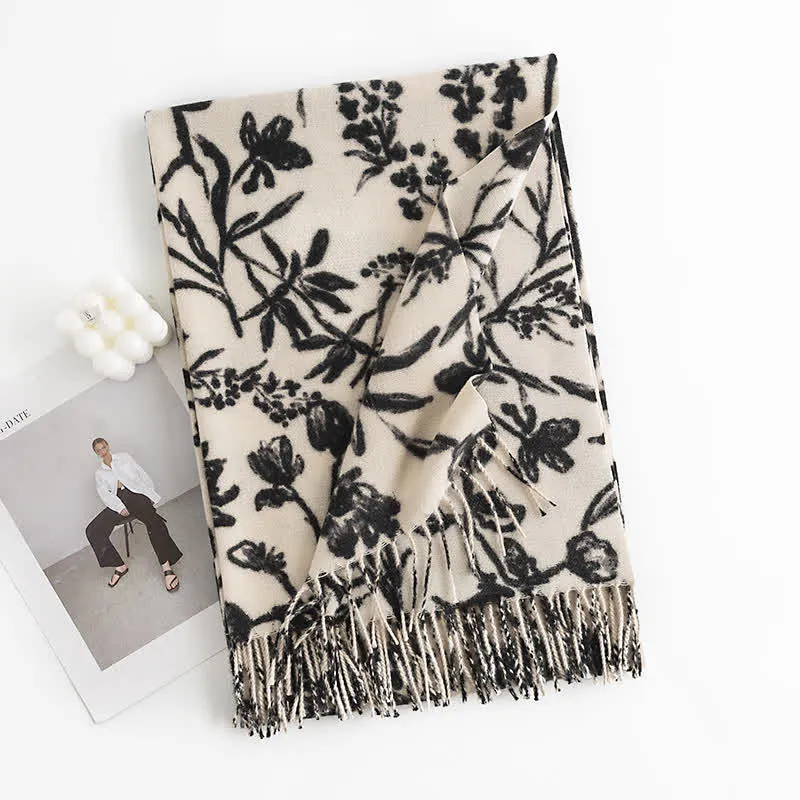 Women's Cream Sweet Flower Botanical Scarf